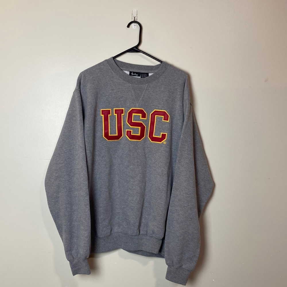 Medium USC Grey Fleece Heritage Crewneck Sweater